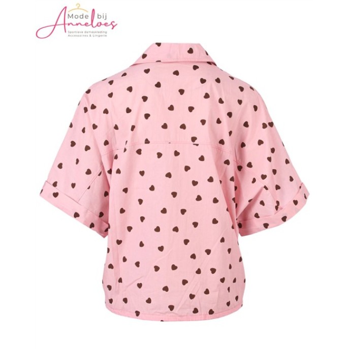 Enjoy Blouse KM 503617 hartjes bies Rose